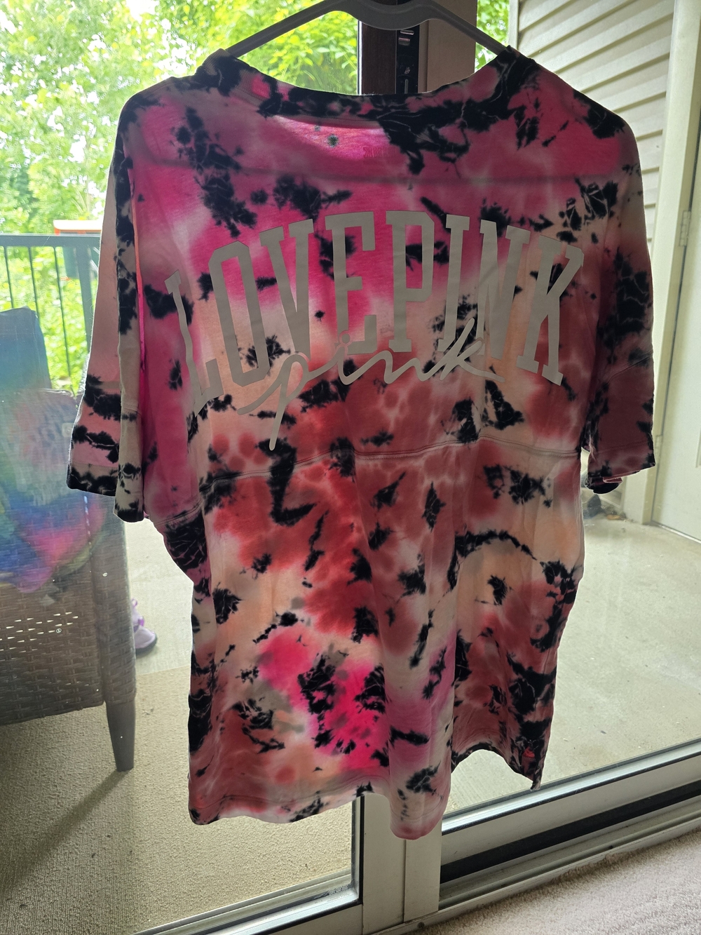 PINK Victoria's Secret Pink, Black & White Tie-Dye Tee